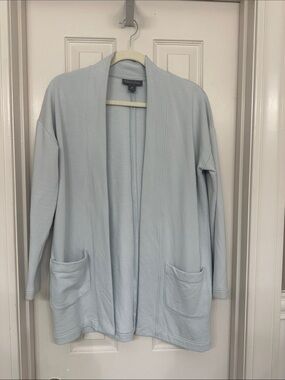 Women's Pale Blue Open-Front Cardigan with Pockets